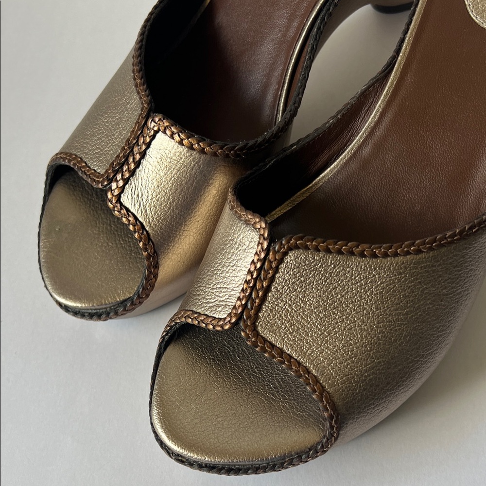 Cole Haan vintage Silver, Metalic Open-Toe Clog Mule new 9.5 - Picture 10 of 16